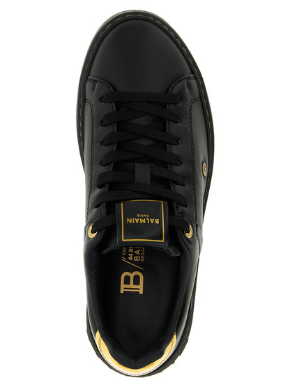 Baskets Balmain en cuir d'agneau noir modèle Bcourt basses