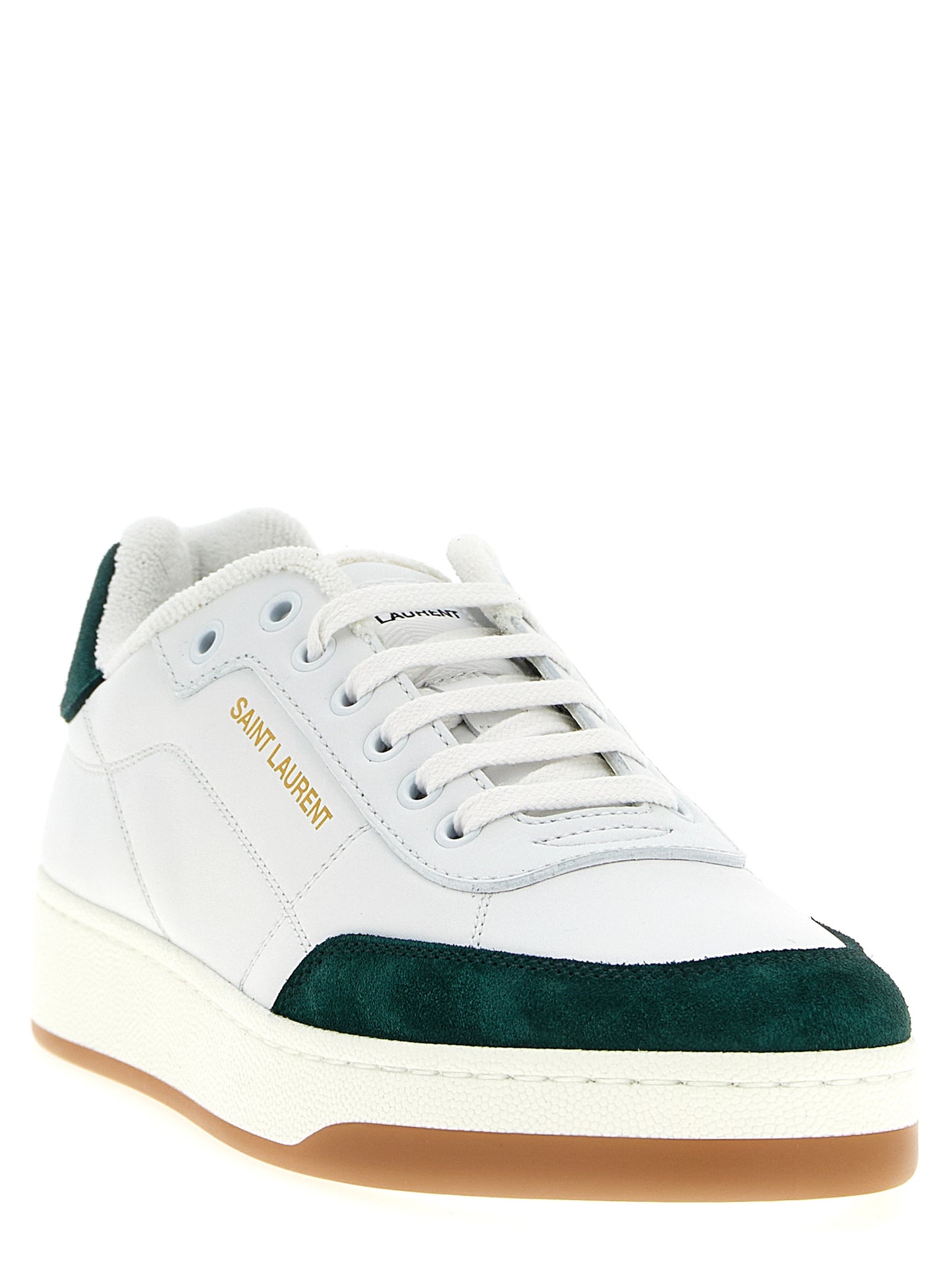Saint Laurent Bicolor Calfskin Low-Top Sneakers