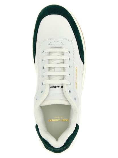 Saint Laurent Bicolor Calfskin Low-Top Sneakers