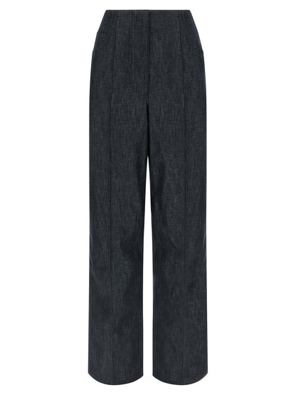 Fendi Pantalones Vaqueros De Algodón Con Talle Alto Azul