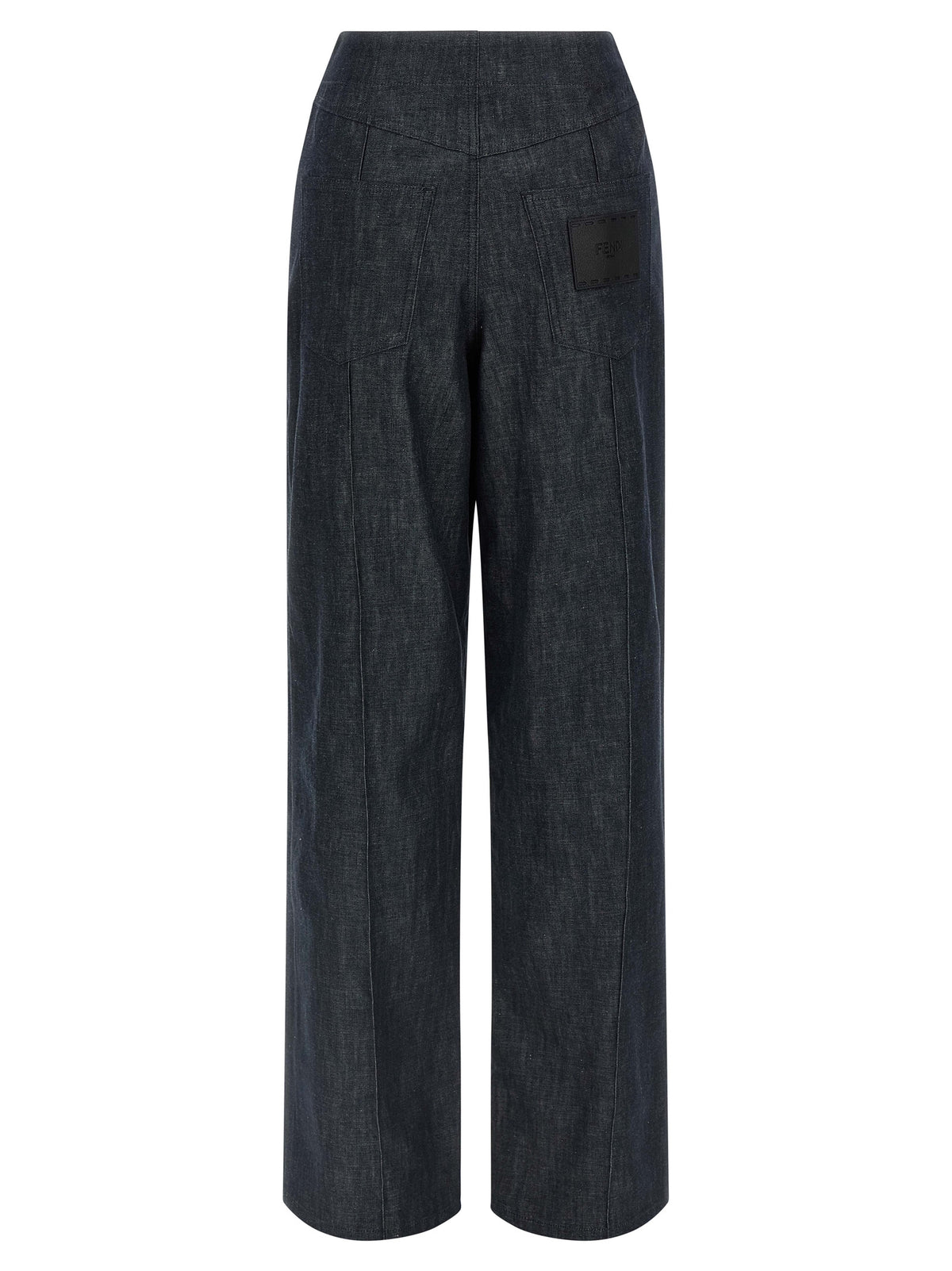 Fendi Pantalones Vaqueros De Algodón Con Talle Alto Azul