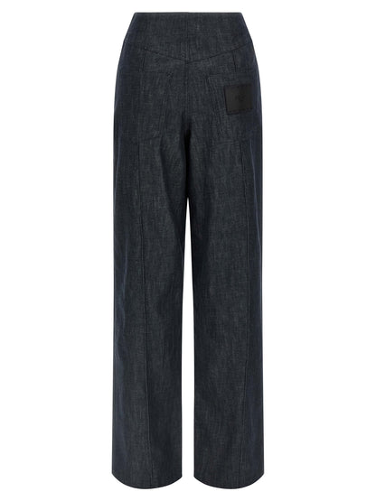 Fendi Pantalones Vaqueros De Algodón Con Talle Alto Azul