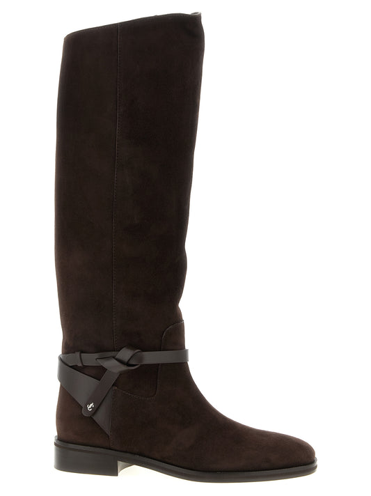 Jimmy Choo Botas Marrones de Cuero por Encima de la Rodilla
