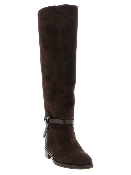 Jimmy Choo Botas Marrones de Cuero por Encima de la Rodilla