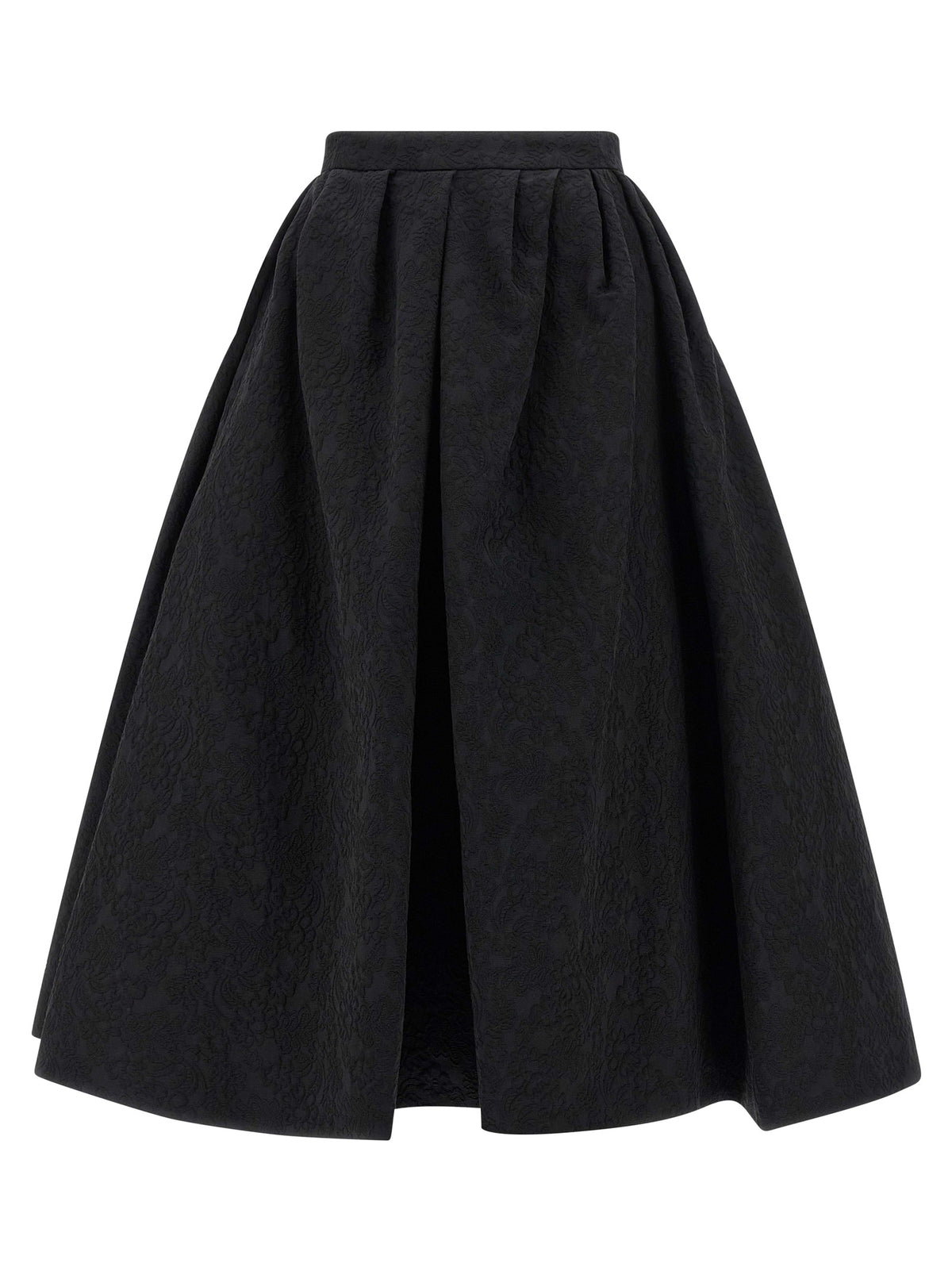 Jupe midi noire en coton froissé Carolina Herrera
