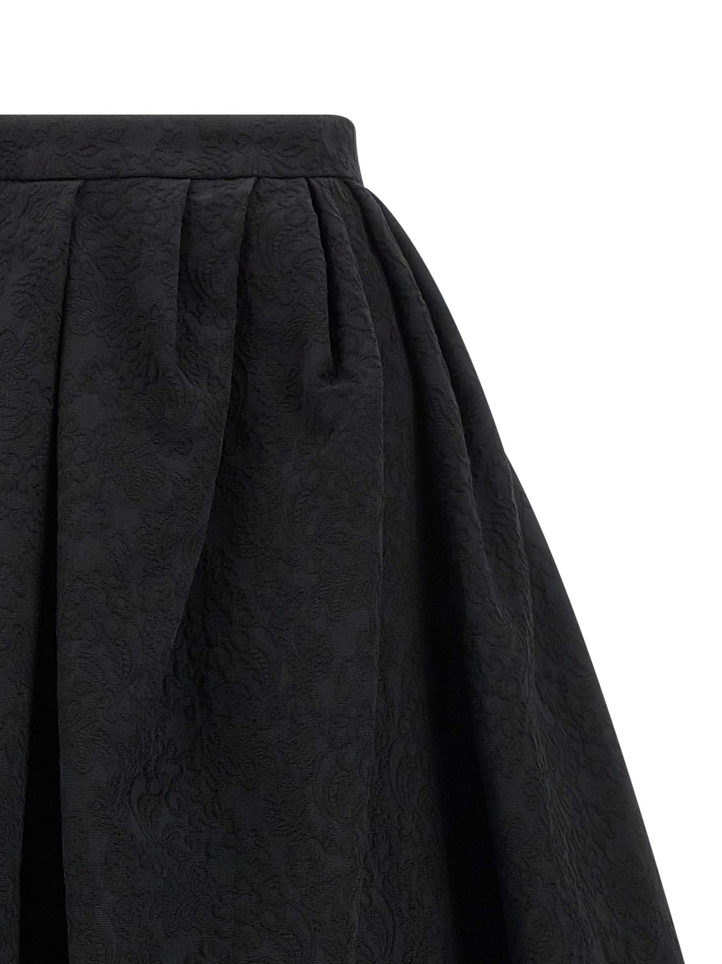 Jupe midi noire en coton froissé Carolina Herrera