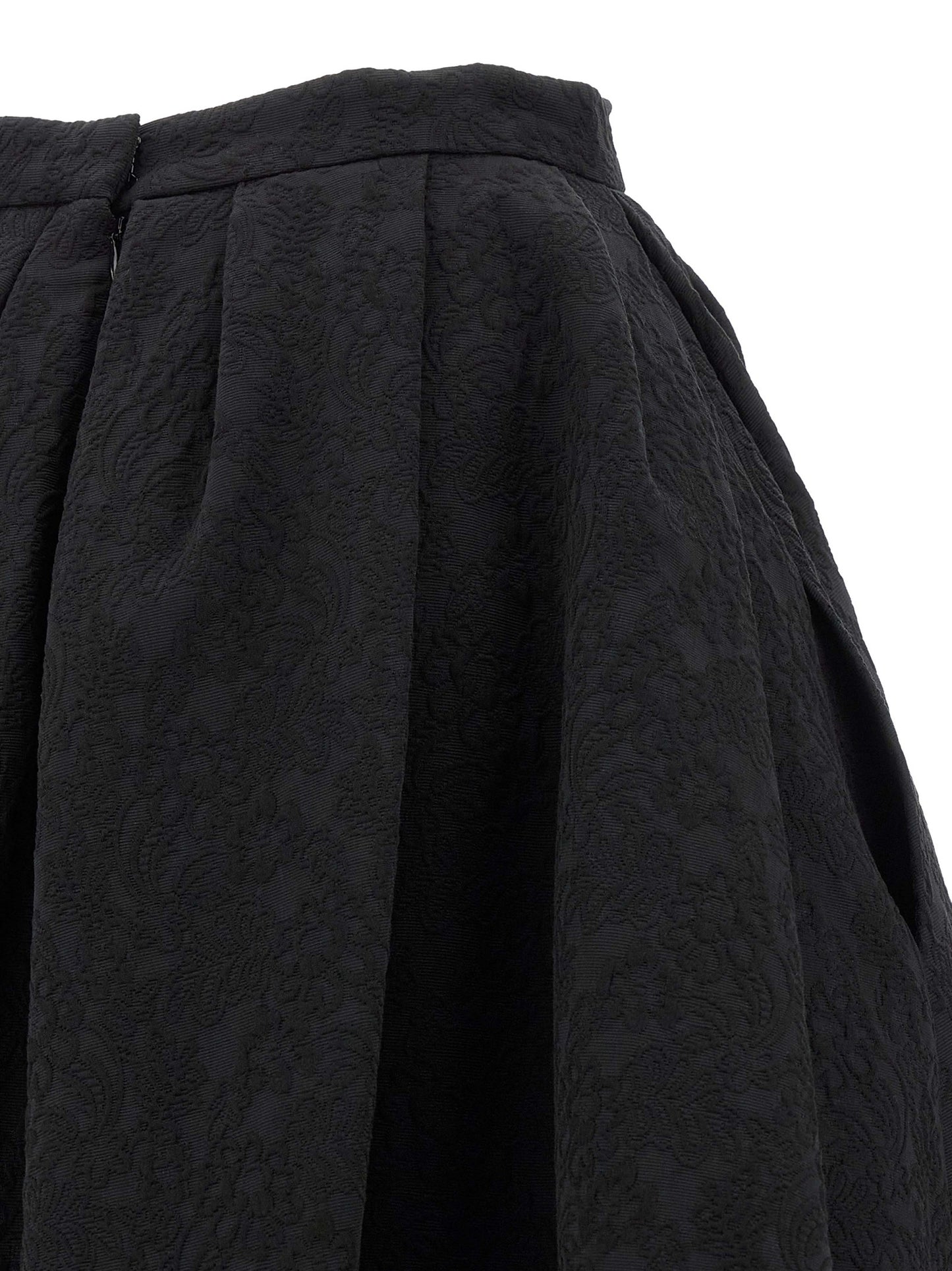 Jupe midi noire en coton froissé Carolina Herrera