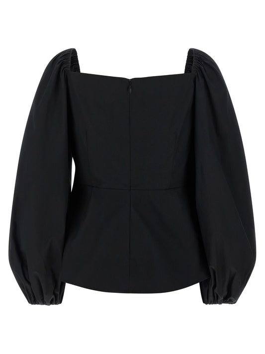 Camisetas sin mangas de algodón negras Carolina Herrera