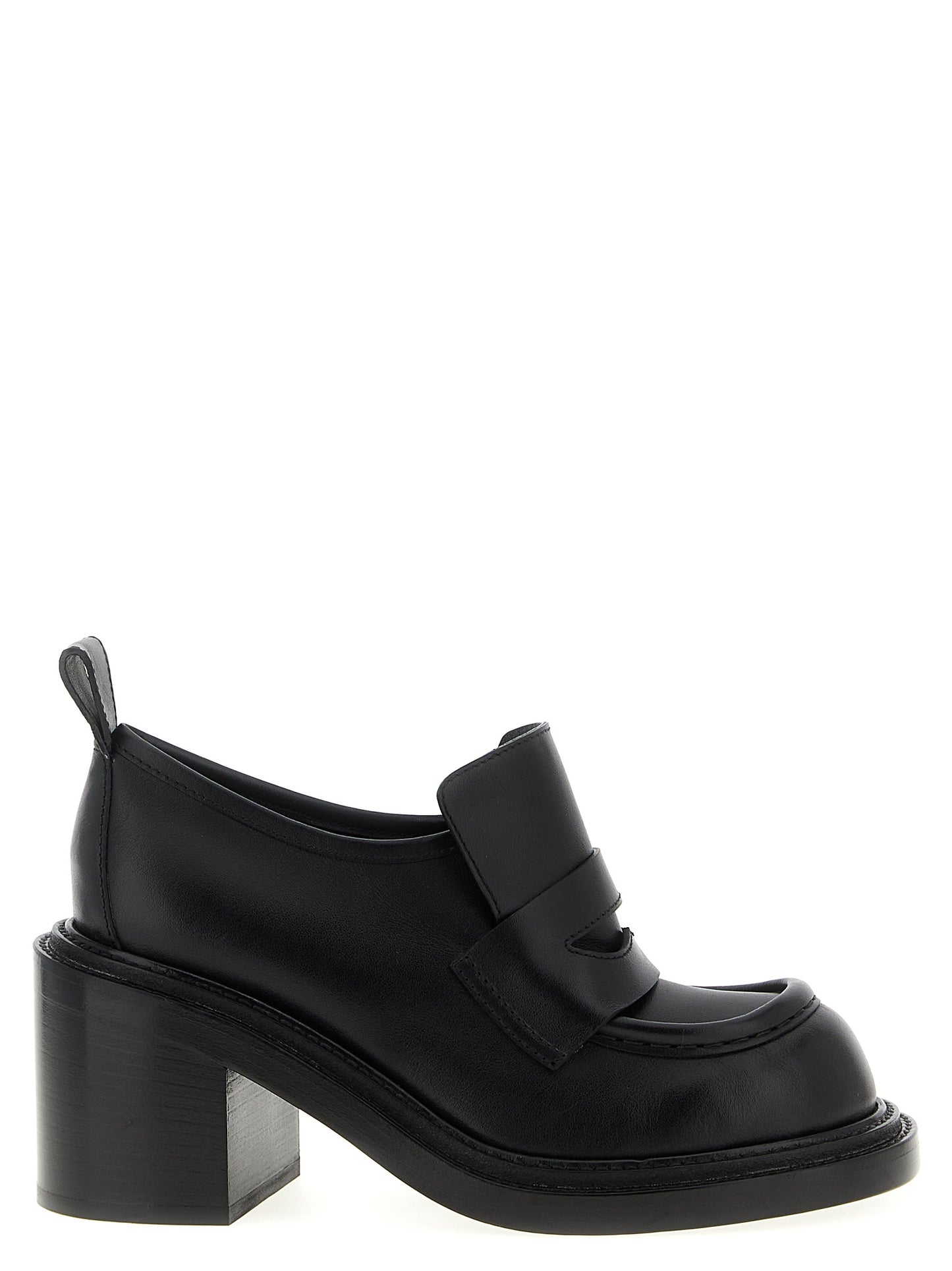 Mocassins à plateforme en cuir noir Moschino