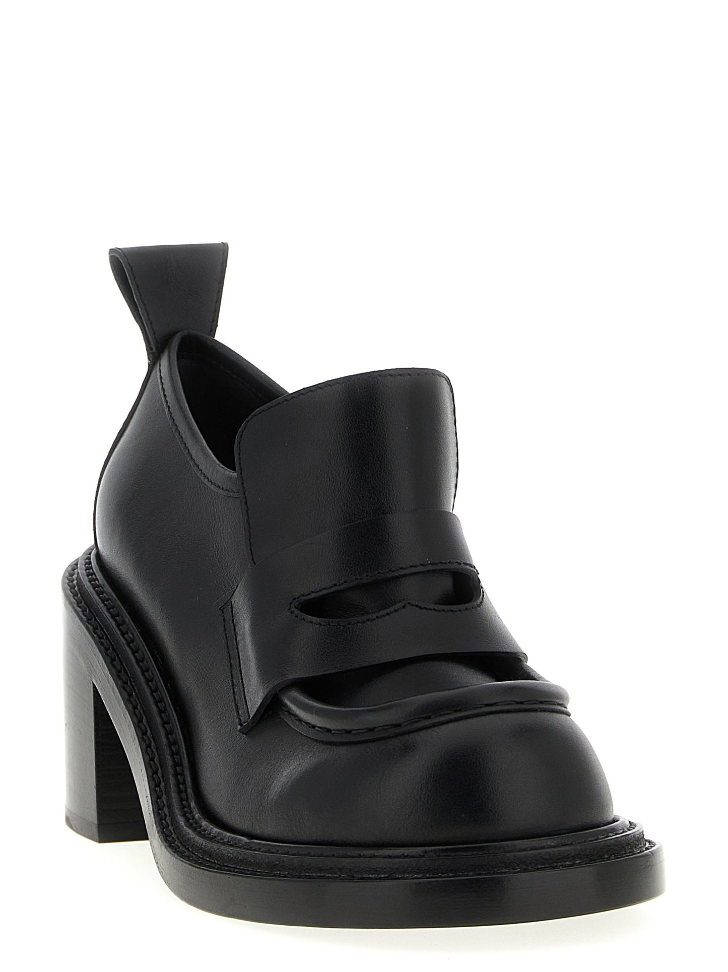 Mocassins à plateforme en cuir noir Moschino