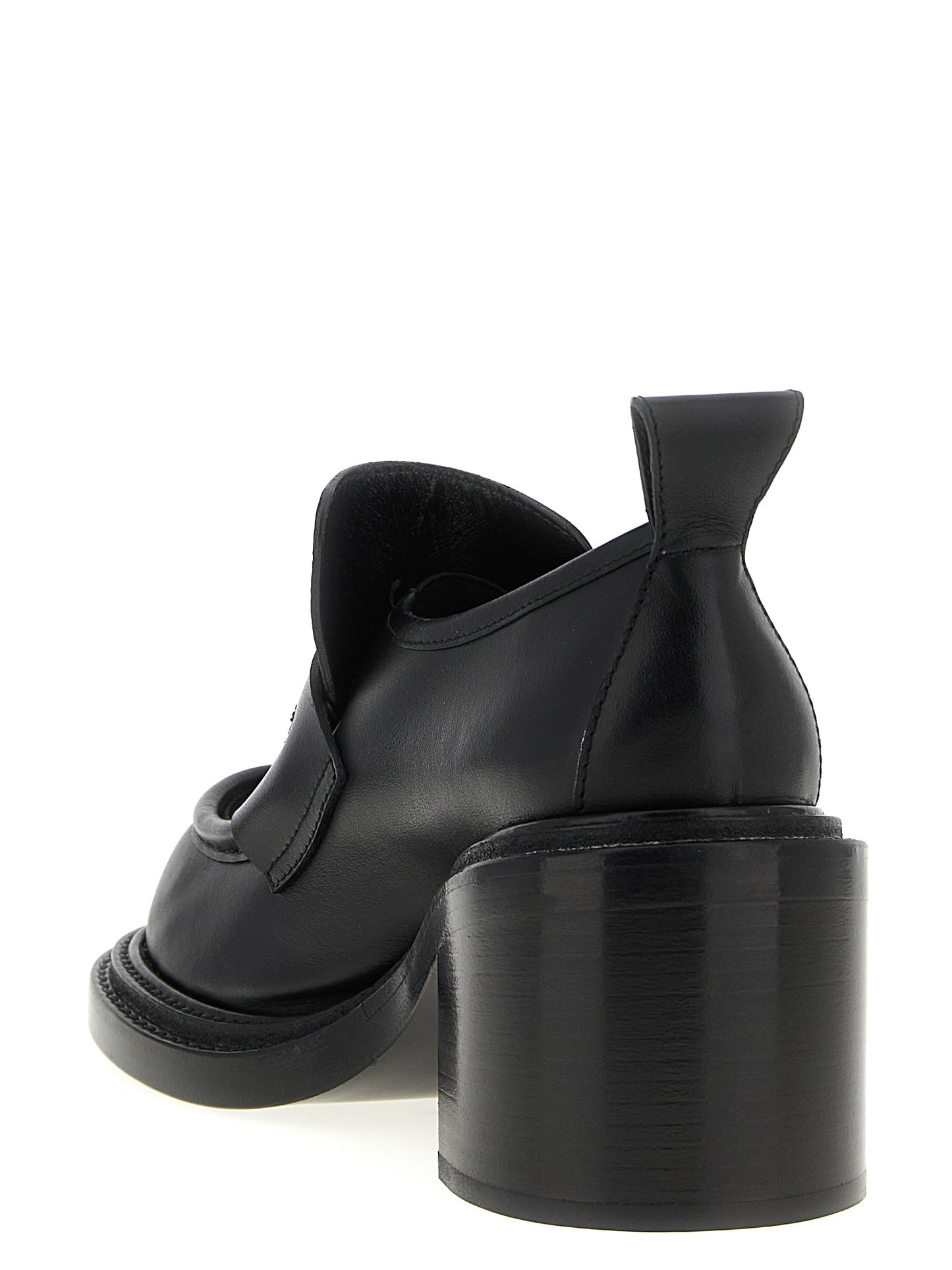 Mocassins à plateforme en cuir noir Moschino