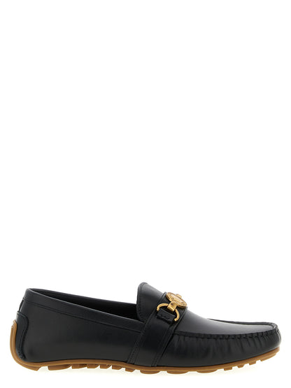Mocassins à enfiler en cuir noir Moschino