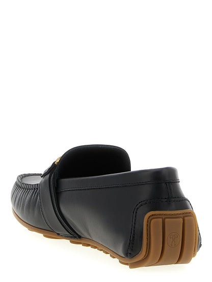 Mocassins à enfiler en cuir noir Moschino