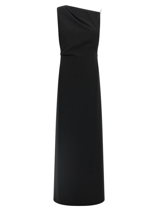Vestido largo de triacetato negro Max Mara