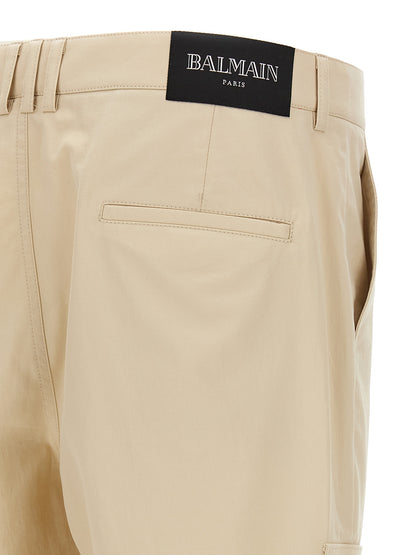 Pantalones cargo Balmain de algodón beige