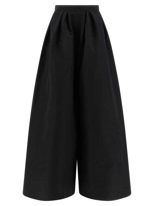 Pantalon décontracté en soie noire Carolina Herrera