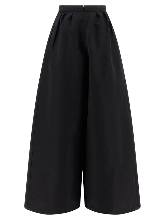 Pantalon décontracté en soie noire Carolina Herrera