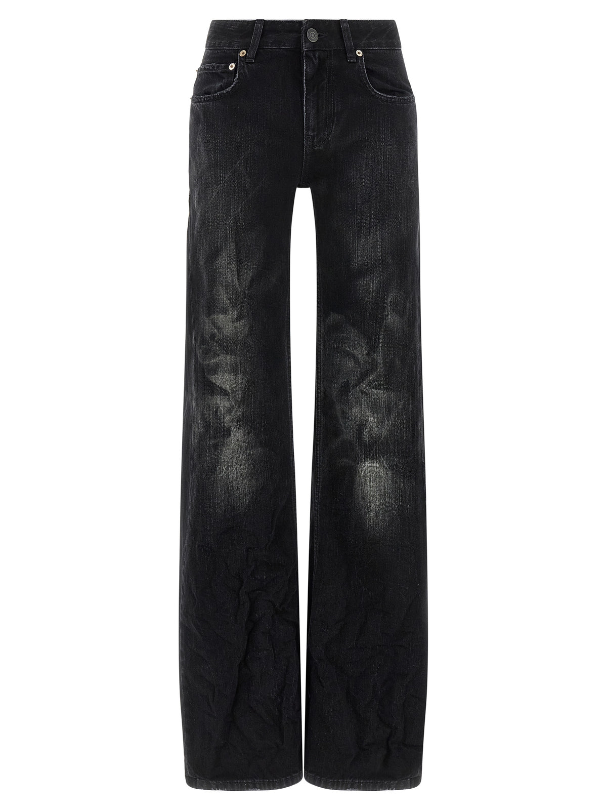 Pantalones Vaqueros Acampanados De Algodón Negro Balenciaga