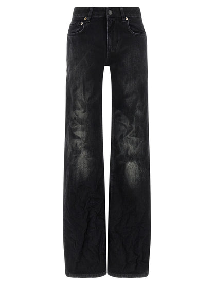 Pantalones Vaqueros Acampanados De Algodón Negro Balenciaga