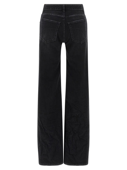 Pantalones Vaqueros Acampanados De Algodón Negro Balenciaga