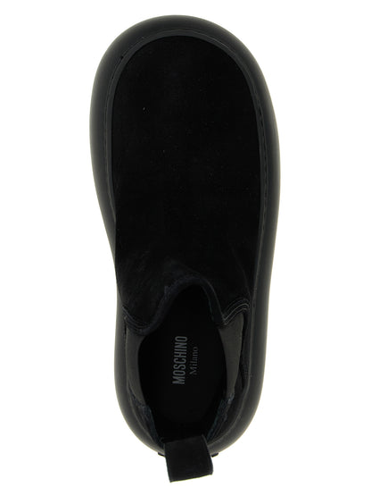 Botines Chelsea Moschino de piel de becerro negra