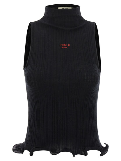 Débardeur noir en polyester Fendi