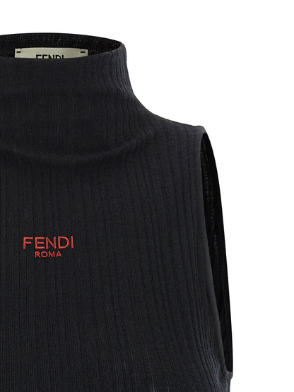 Débardeur noir en polyester Fendi