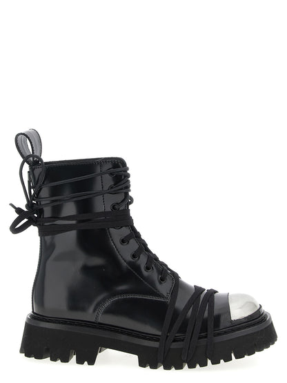 Bottes à lacets Moschino - Cuir de veau noir