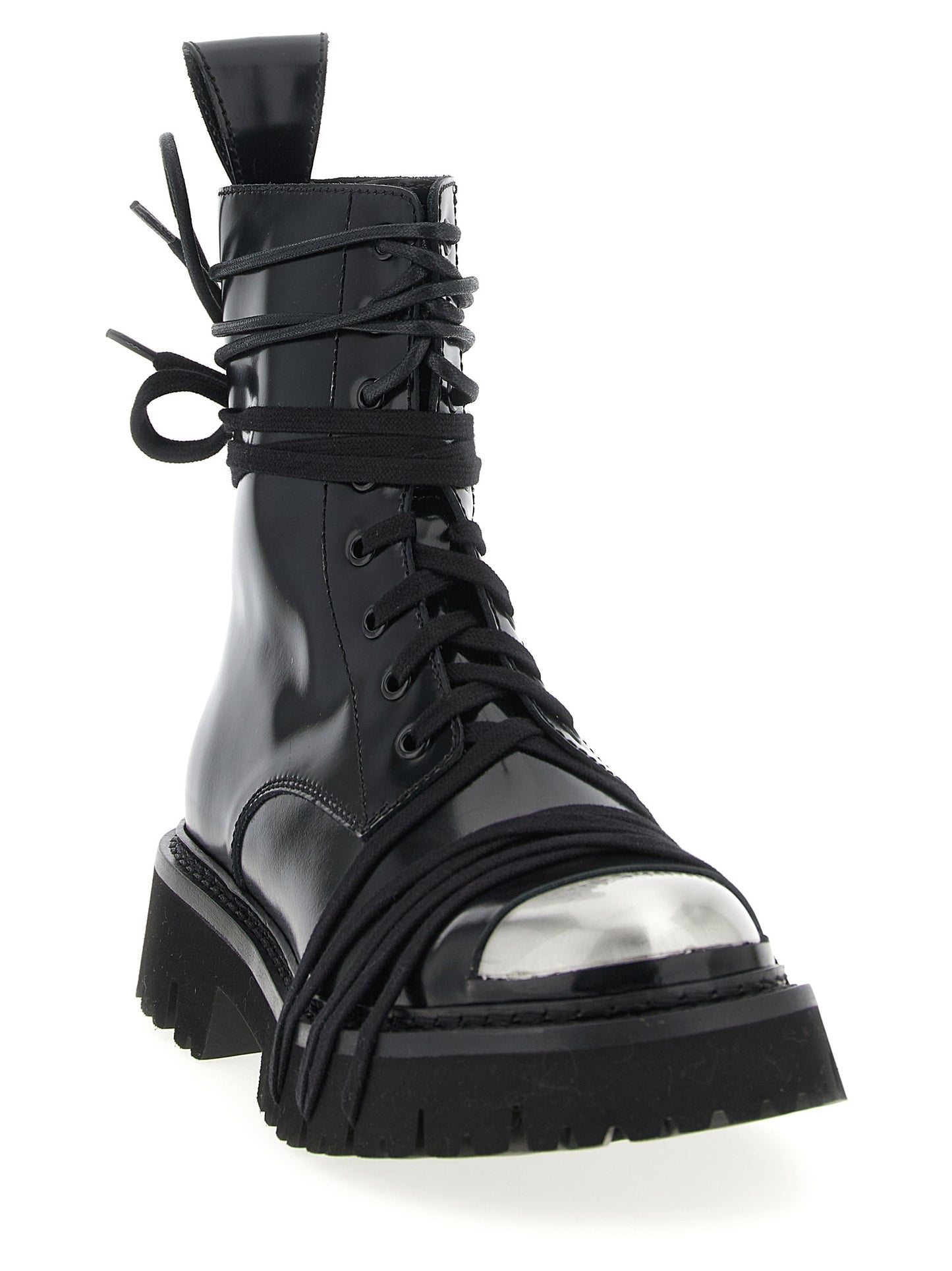 Bottes à lacets Moschino - Cuir de veau noir