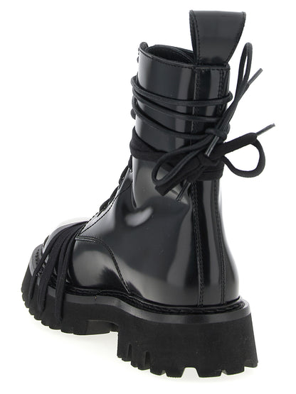 Bottes à lacets Moschino - Cuir de veau noir