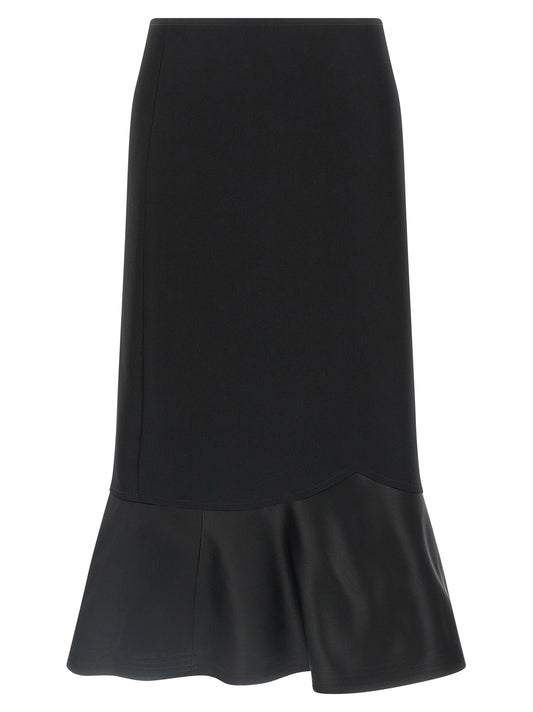Falda midi Fendi de lana virgen negra