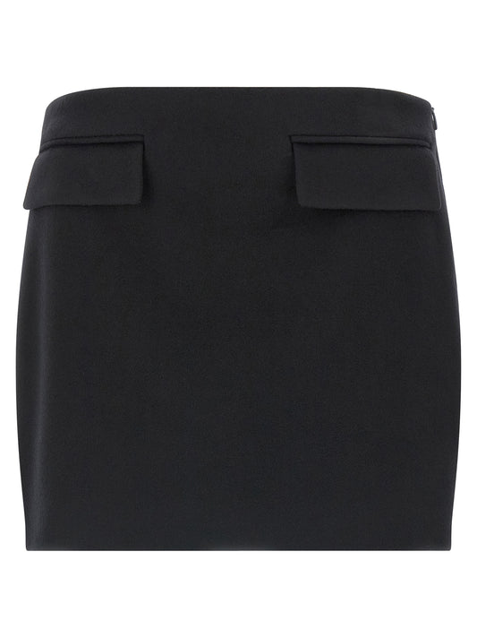 Falda larga Ferragamo negra de lana virgen