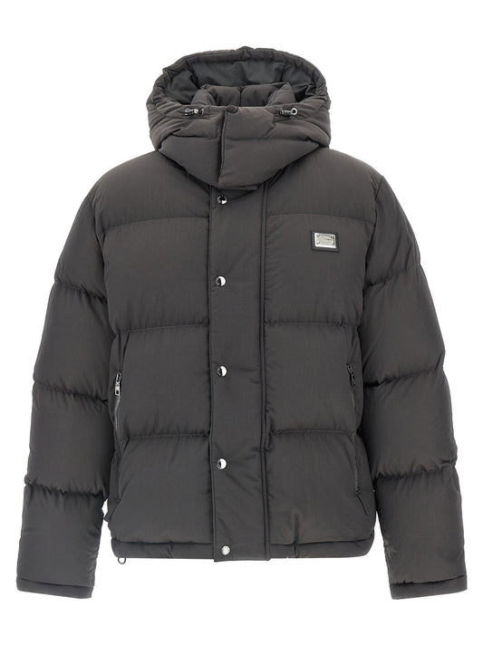 Chaqueta larga de poliamida gris Dolce & Gabbana