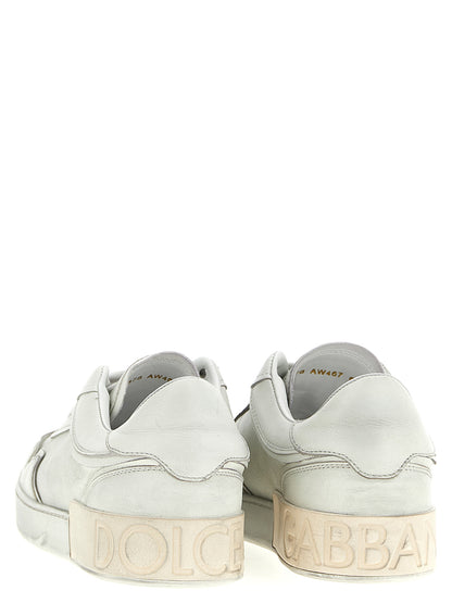 Dolce & Gabbana Zapatillas Blancas De Piel De Cordero De Corte Bajo