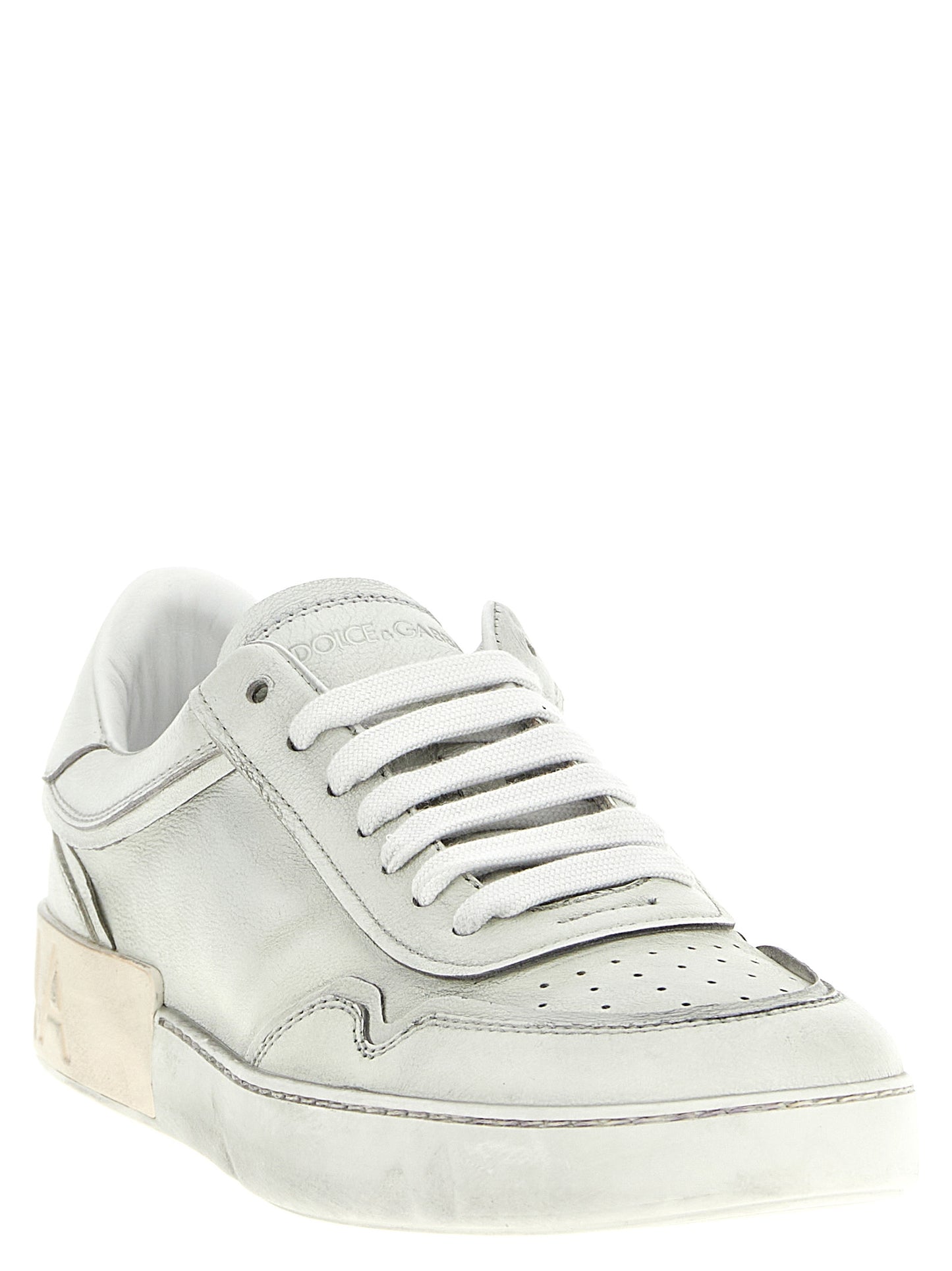 Dolce & Gabbana Zapatillas Blancas De Piel De Cordero De Corte Bajo