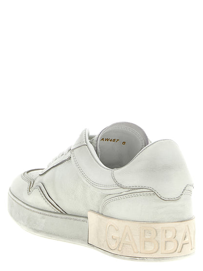 Dolce & Gabbana Zapatillas Blancas De Piel De Cordero De Corte Bajo