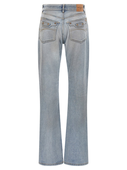 Balenciaga Jean en Coton Bleu à Jambe Droite