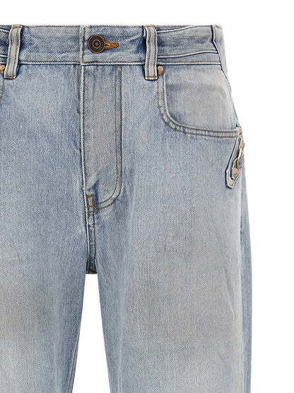 Balenciaga Jean en Coton Bleu à Jambe Droite