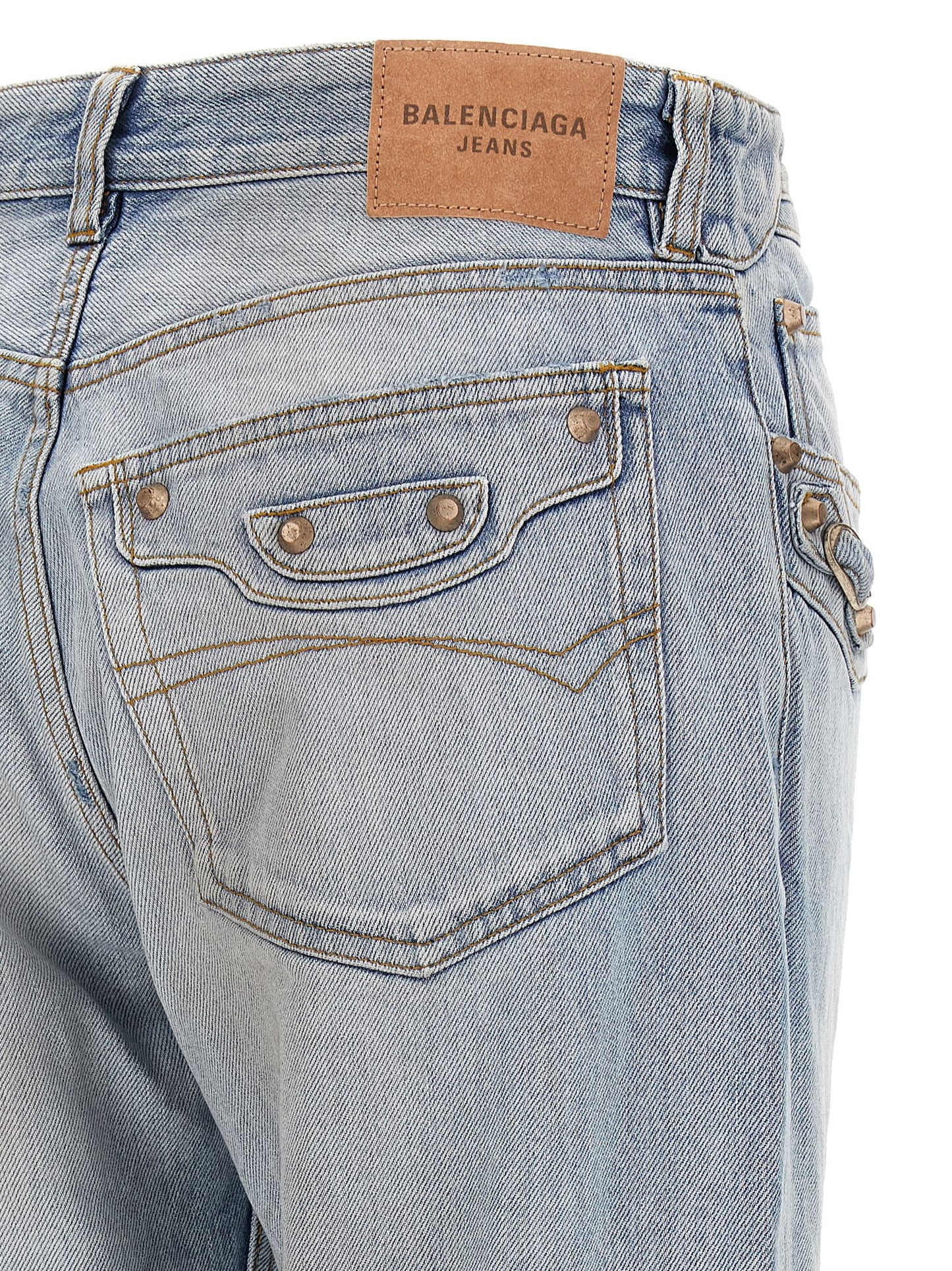 Balenciaga Jean en Coton Bleu à Jambe Droite