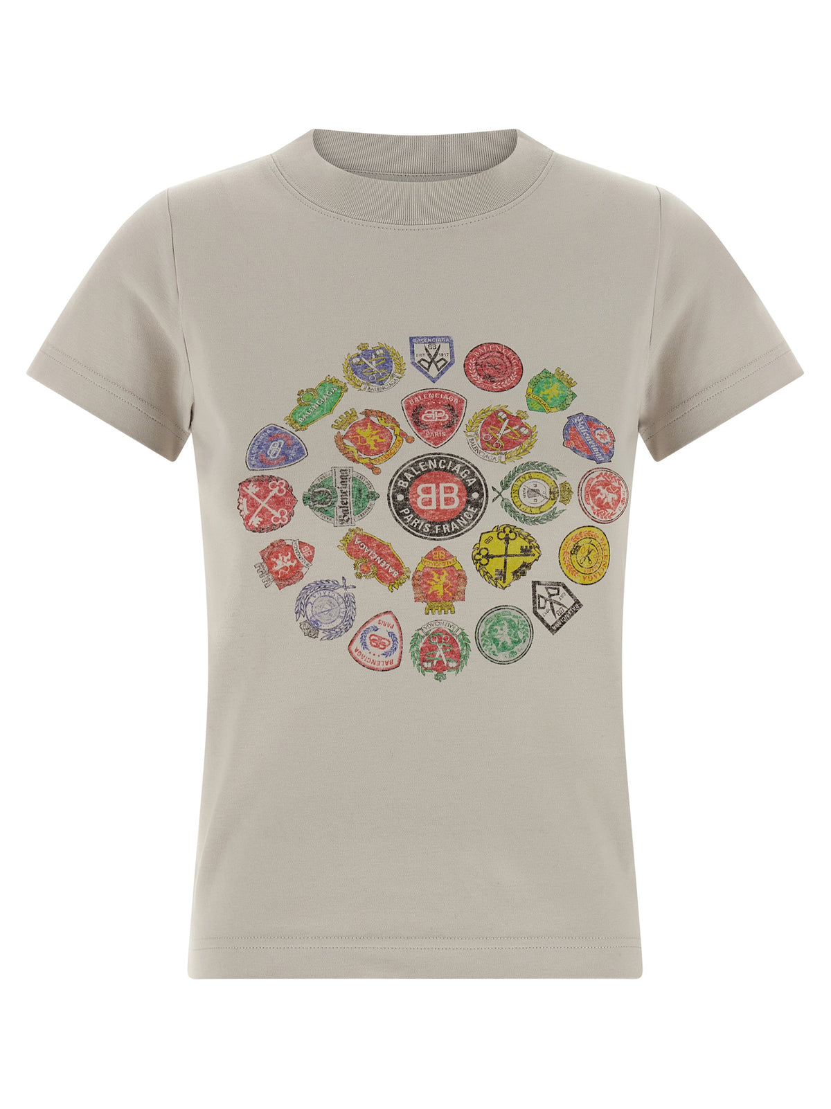T-shirt en Coton Gris Avec Logo Balenciaga