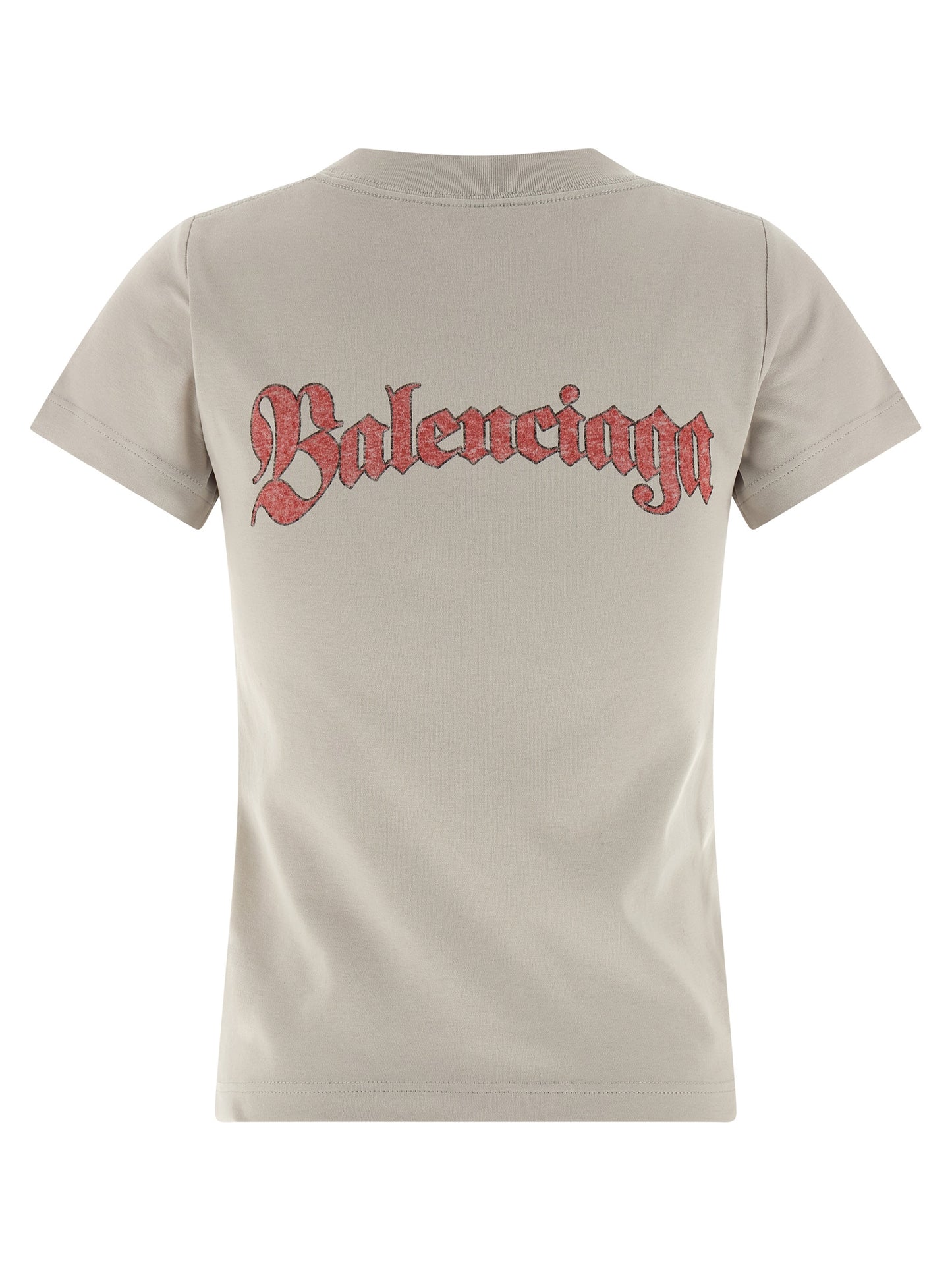 T-shirt en Coton Gris Avec Logo Balenciaga