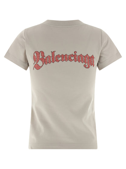 T-shirt en Coton Gris Avec Logo Balenciaga