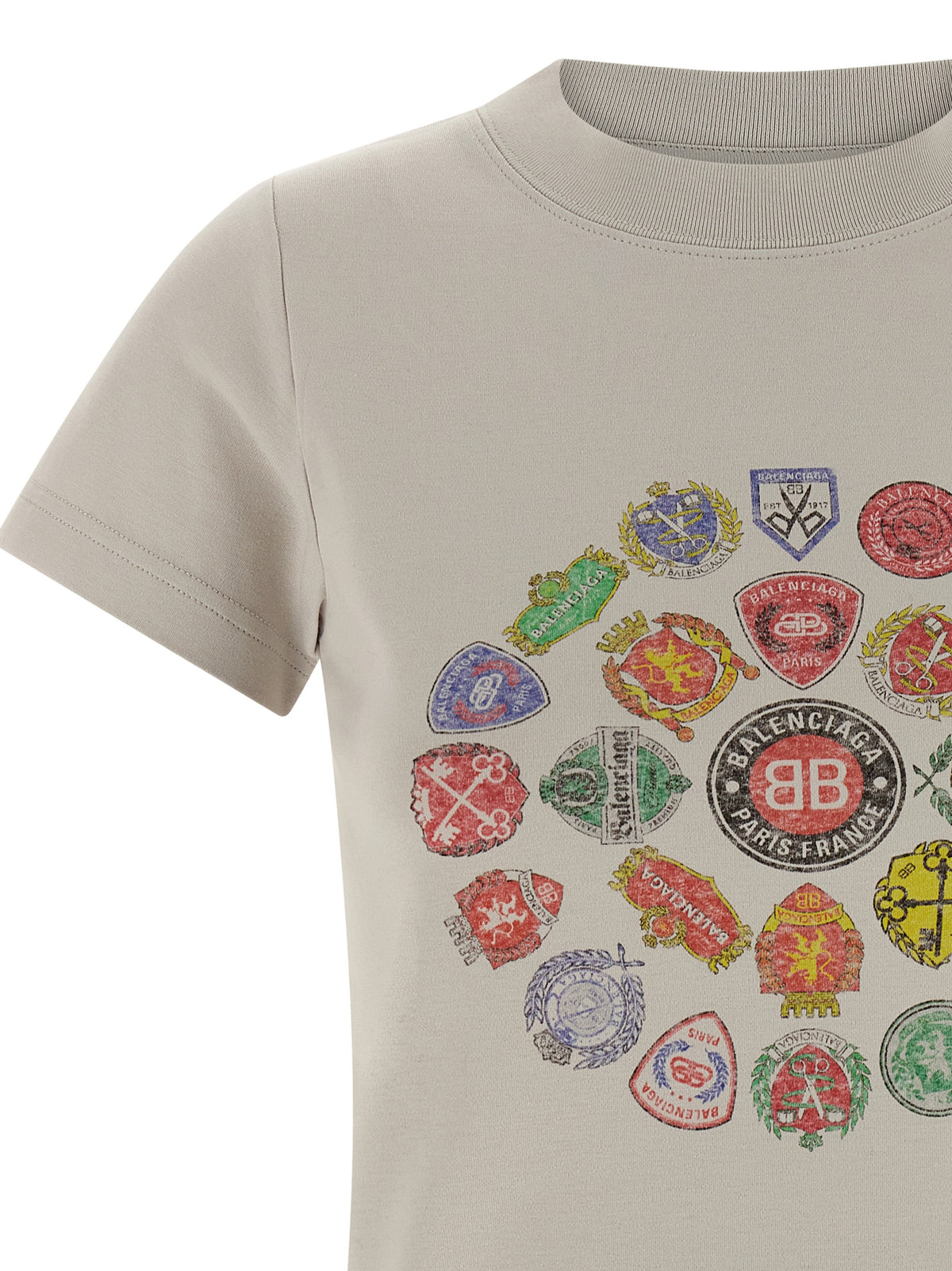 T-shirt en Coton Gris Avec Logo Balenciaga