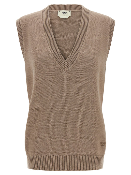 Chaqueta sin mangas Fendi de cachemira beige