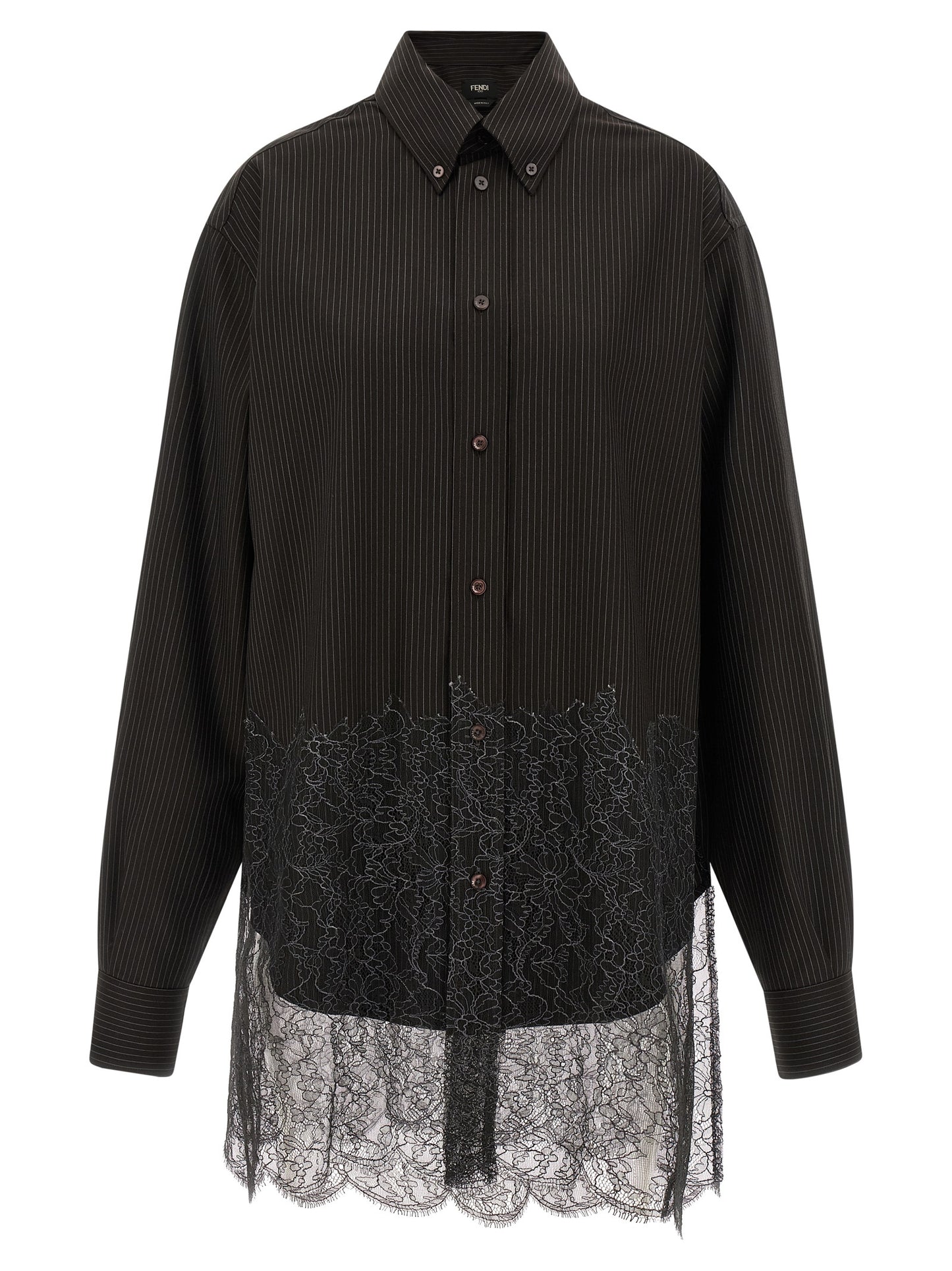 Chemisier Fendi en laine vierge marron