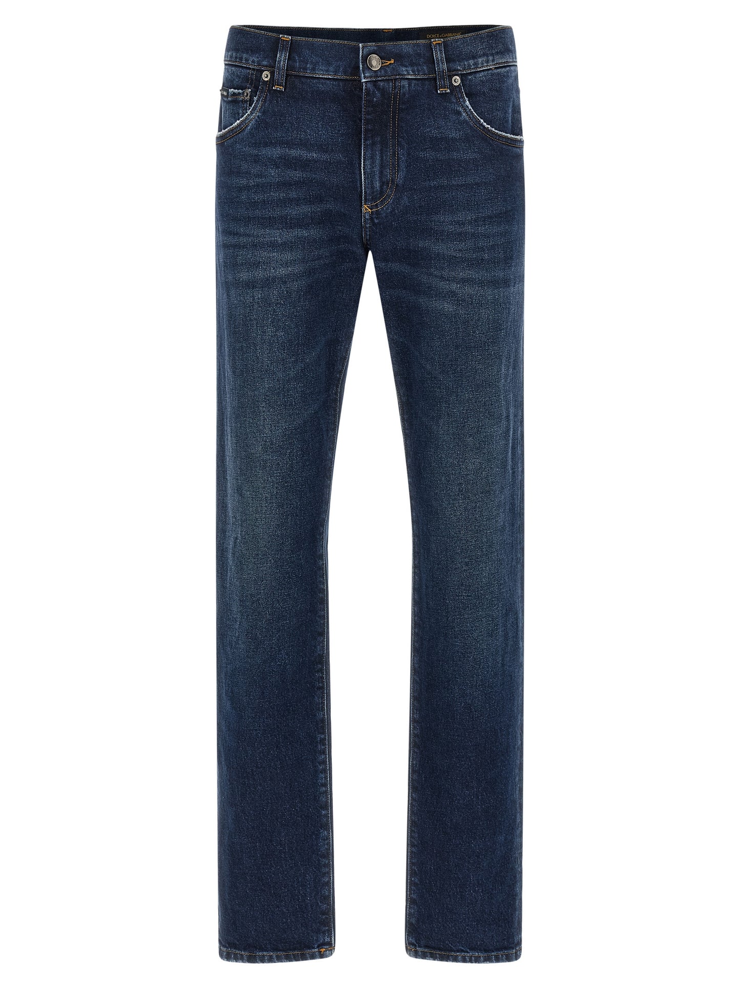 Dolce & Gabbana Jean Droit en Coton Bleu