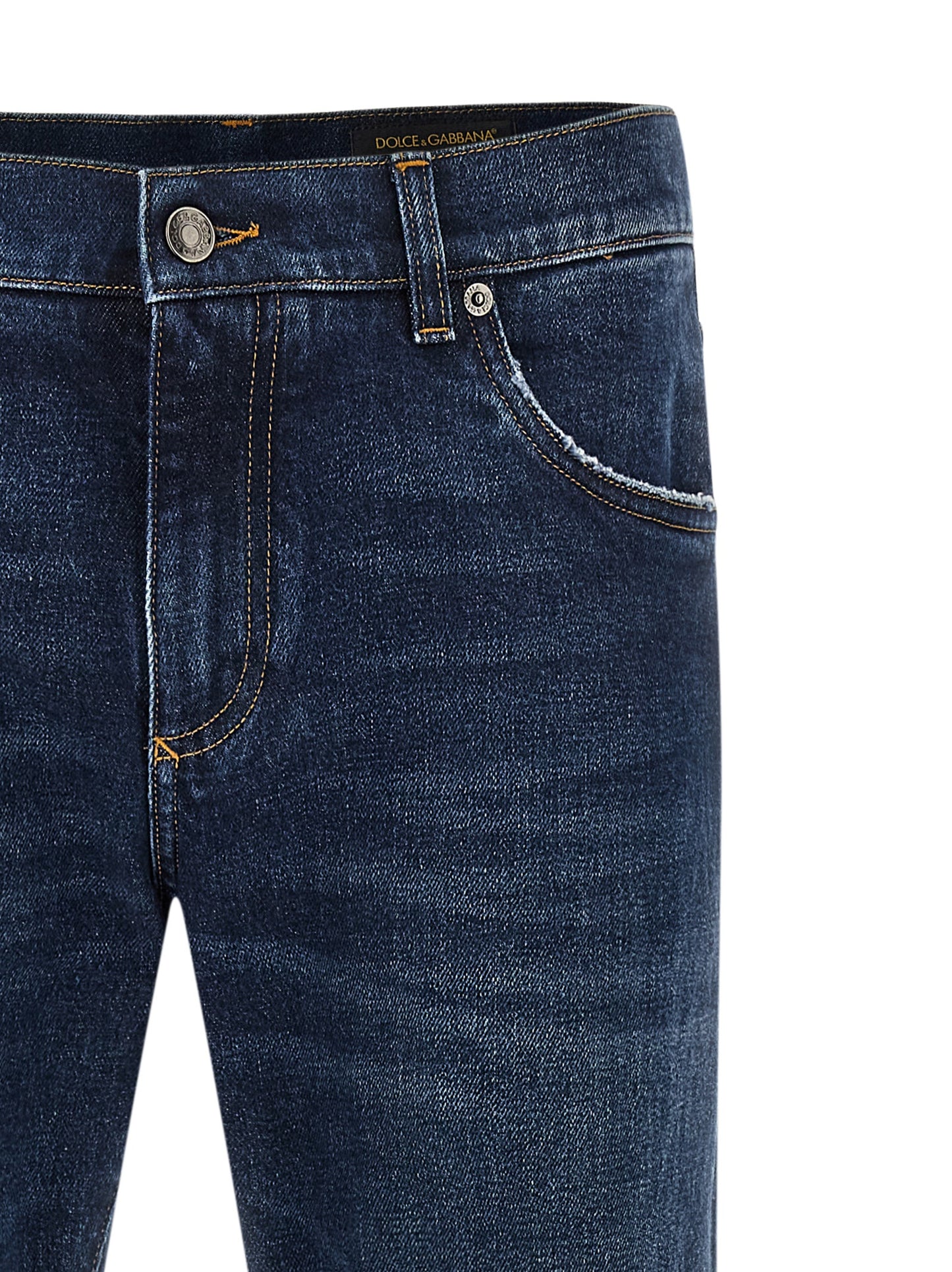 Dolce & Gabbana Jean Droit en Coton Bleu