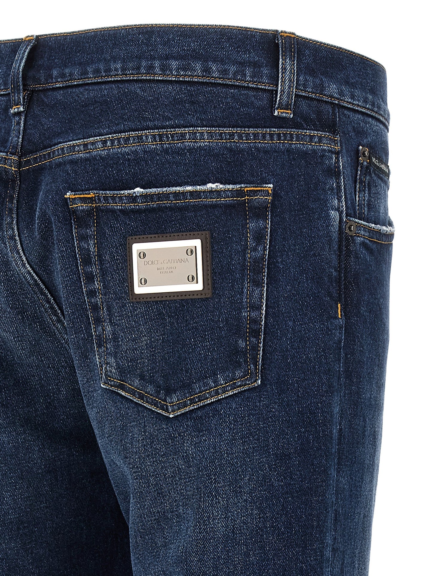 Dolce & Gabbana Jean Droit en Coton Bleu