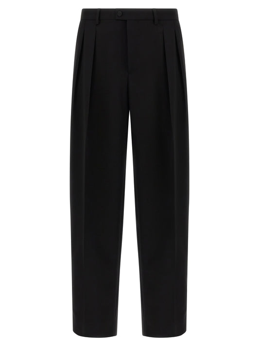 Dolce & Gabbana Pantalones de Vestir Negros de Lana Virgen