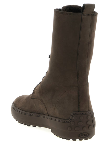 Botas De Tobillo Tod's En Piel De Becerro Marrón Con Suela Gommino